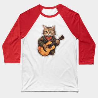 Cat with a guitar - Sticker for music fans and furries! Baseball T-Shirt